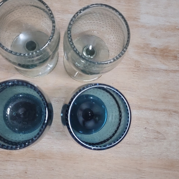 HANDBLOWN WINE JUICE WATER GLASSES GOBLETS MIX MATCH SET OF 4 - Picture 4 of 5